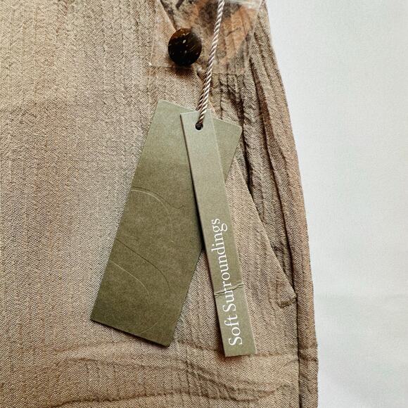 SOFT SURROUNDINGS Wide Leg Pants Womens Oceo Gauze Size Medium Taupe Tan NWT - Picture 10 of 14